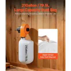 VEVOR Dust Collector, Wall Mount Dust Collector 1 HP, 560 CFM Woodworking Dusts Collectors with 2.5 Micron Collectors Bag, Dusts Collection System for Woodworking/Workshop, Industrial Factories