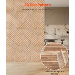 VEVOR 3D Wall Panels, 12-Pack 19.7 x 19.7 in PVC Modern Art Minimalist Salt Tiles, 32 Sq.Ft Coverage Accent Wall Panel, Interior Home Decor for Ceiling, Bedroom, Living & Gaming Room, Light Wood Color