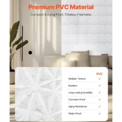 VEVOR 3D Wall Panels, 33-Pack 11.81 x 11.81 in PVC Modern Art Minimalist Diamond Tiles, 32 Sq.Ft Coverage Accent Wall Panel, Interior Home Decor for Ceiling, Bedroom, Living & Gaming Room, Matte White