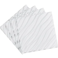 VEVOR 3D Wall Panels, 12-Pack 19.7 x 19.7 in PVC Modern Art Minimalist Wave Tiles, 32 Sq.Ft Coverage Accent Wall Panel, Interior Home Decor for Ceiling, Bedroom, Living & Gaming Room, Matte White