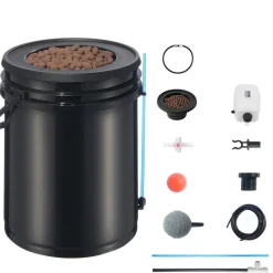 VEVOR DWC Hydroponics Grow System, Hydroponic Growing System with Top Drip Kit, 5-Gallon Deep Water Culture with Air Pump, Air Stone and Water Level Device for Leafy Vegetables(1 Bucket+Top Drip Kit)