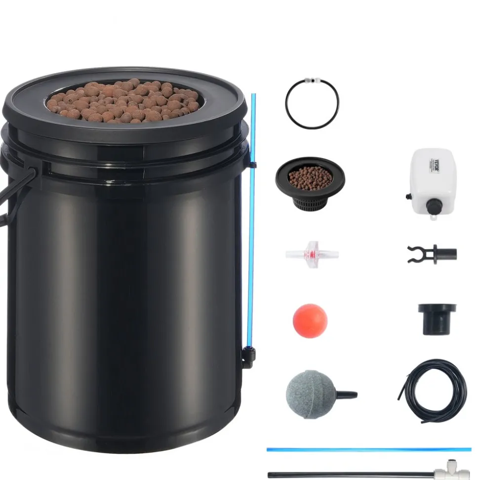 VEVOR DWC Hydroponics Grow System, Hydroponic Growing System with Top Drip Kit, 5-Gallon Deep Water Culture with Air Pump, Air Stone and Water Level Device for Leafy Vegetables(1 Bucket+Top Drip Kit)
