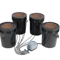 VEVOR DWC Hydroponics Grow System, Hydroponic Growing System with Top Drip Kit, Deep Water Culture 5-Gallon 4 Buckets, with Air Pump, Air Stones and Water Level Device for Leafy Vegetables