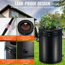 VEVOR DWC Hydroponics Grow System, Hydroponic Growing System with Top Drip Kit, Deep Water Culture 5-Gallon 2 Buckets, with Air Pump, Air Stones and Water Level Device for Leafy Vegetables