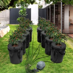 VEVOR DWC Hydroponic System, 5 Gallon 5 Buckets, Deep Water Culture Growing Bucket, Hydroponics Grow Kit with Pump, Air Stone and Connected Reservoir, for Indoor/Outdoor Leafy Vegetables
