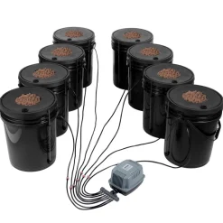 VEVOR DWC Hydroponic System, 5 Gallon 8 Buckets, Deep Water Culture Growing Bucket, Hydroponics Grow Kit with Pump, Air Stone and Water Level Device, for Indoor/Outdoor Leafy Vegetables