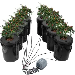 VEVOR DWC Hydroponic System, 5 Gallon 8 Buckets, Deep Water Culture Growing Bucket, Hydroponics Grow Kit with Pump, Air Stone and Water Level Device, for Indoor/Outdoor Leafy Vegetables