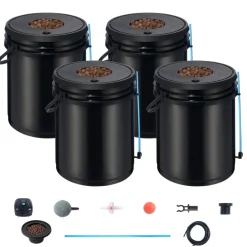 VEVOR DWC Hydroponic System, 5 Gallon 4 Buckets, Deep Water Culture Growing Bucket, Hydroponics Grow Kit with Pump, Air Stone and Water Level Device, for Indoor/Outdoor Leafy Vegetables