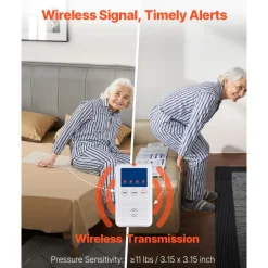 VEVOR Early Alert Bed Alarm System, Wireless Bed and Chair Sensor Pad with Call Button & Pager, Pre-Alert Safety Bed Alarms and Fall Prevention for Elderly, Dementia Patients, and Adults