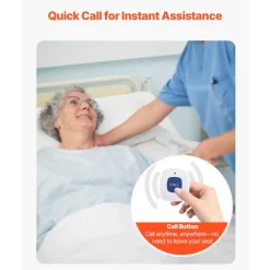 VEVOR Early Alert Bed Alarm System, Wireless Bed and Chair Sensor Pad with Call Button & Pager, Pre-Alert Safety Bed Alarms and Fall Prevention for Elderly, Dementia Patients, and Adults