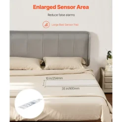 VEVOR Early Alert Bed Alarm System, Wireless Bed Sensor Pad with Call Button & Pager, Pre-Alert Safety Bed Alarms and Fall Prevention for Elderly, Dementia Patients, and Adults (10 x 35-inch)