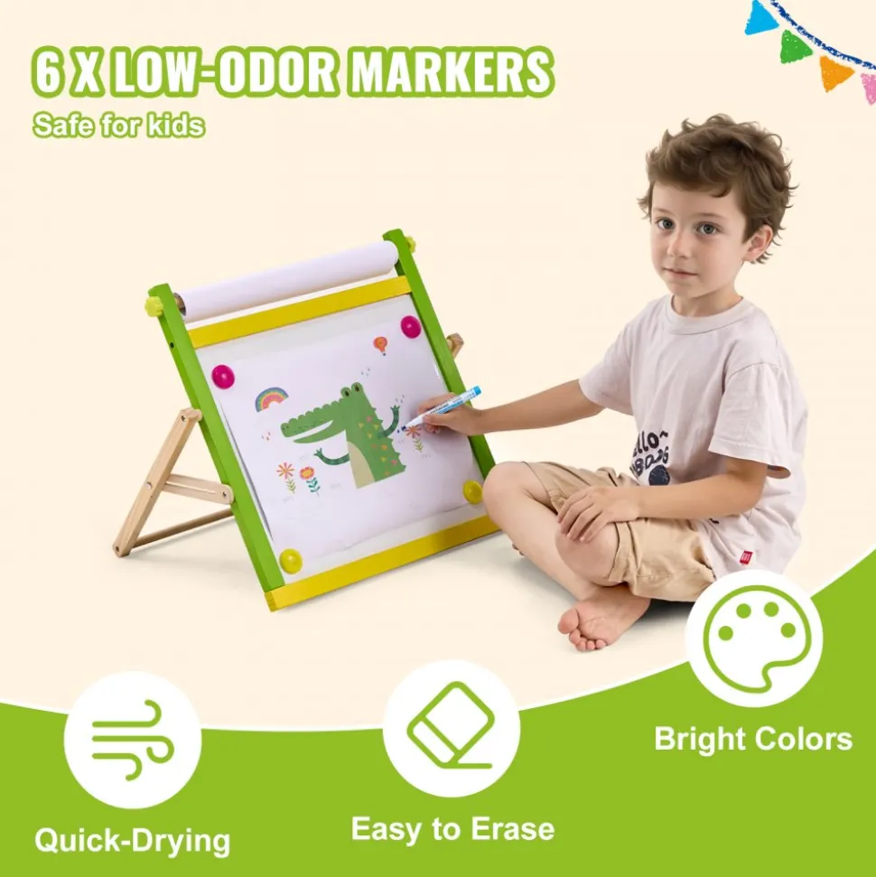 VEVOR Easel Accessory Set, 32 PCS Kid's Art Easel Painting Kit Including Chalks, Dry-Erase Markers & Paper Rolls, Supplies Set for Tabletop Art Easel, Painting Accessories for Toddlers Boys and Girls