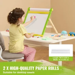 VEVOR Easel Accessory Set, 32 PCS Kid's Art Easel Painting Kit Including Chalks, Dry-Erase Markers & Paper Rolls, Supplies Set for Tabletop Art Easel, Painting Accessories for Toddlers Boys and Girls
