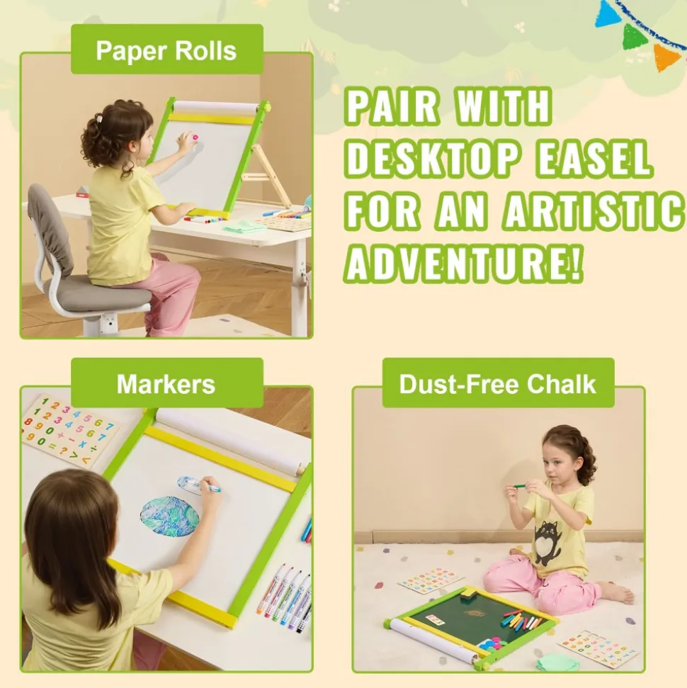 VEVOR Easel Accessory Set, 32 PCS Kid's Art Easel Painting Kit Including Chalks, Dry-Erase Markers & Paper Rolls, Supplies Set for Tabletop Art Easel, Painting Accessories for Toddlers Boys and Girls