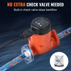 VEVOR E007-2F2 Hot Water Recirculating Pump, 110V, 42W 16 GPM High Efficiency Circulator Pump, EMC Automatic Hot Water Circulation Pump 1