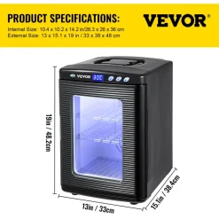 VEVOR Egg Incubator and Hatcher 25L Black Reptile Egg Incubator 5-42°C Scientific Hatcher Heating Bright LED Digital Display For Small Animals