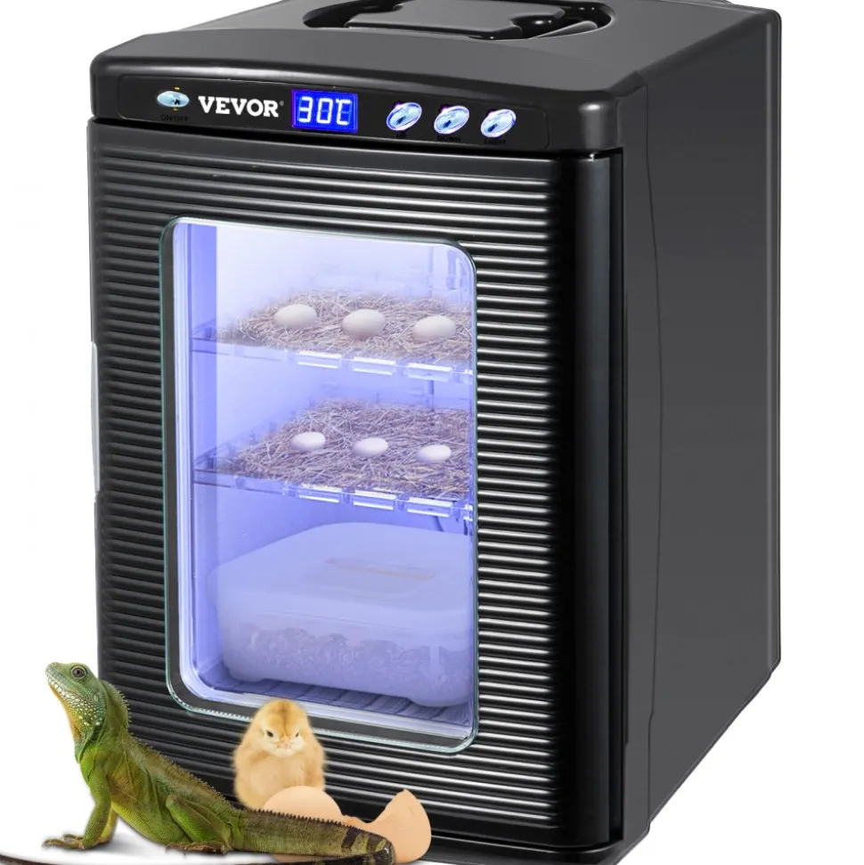 VEVOR Egg Incubator and Hatcher 25L Black Reptile Egg Incubator 5-42°C Scientific Hatcher Heating Bright LED Digital Display For Small Animals