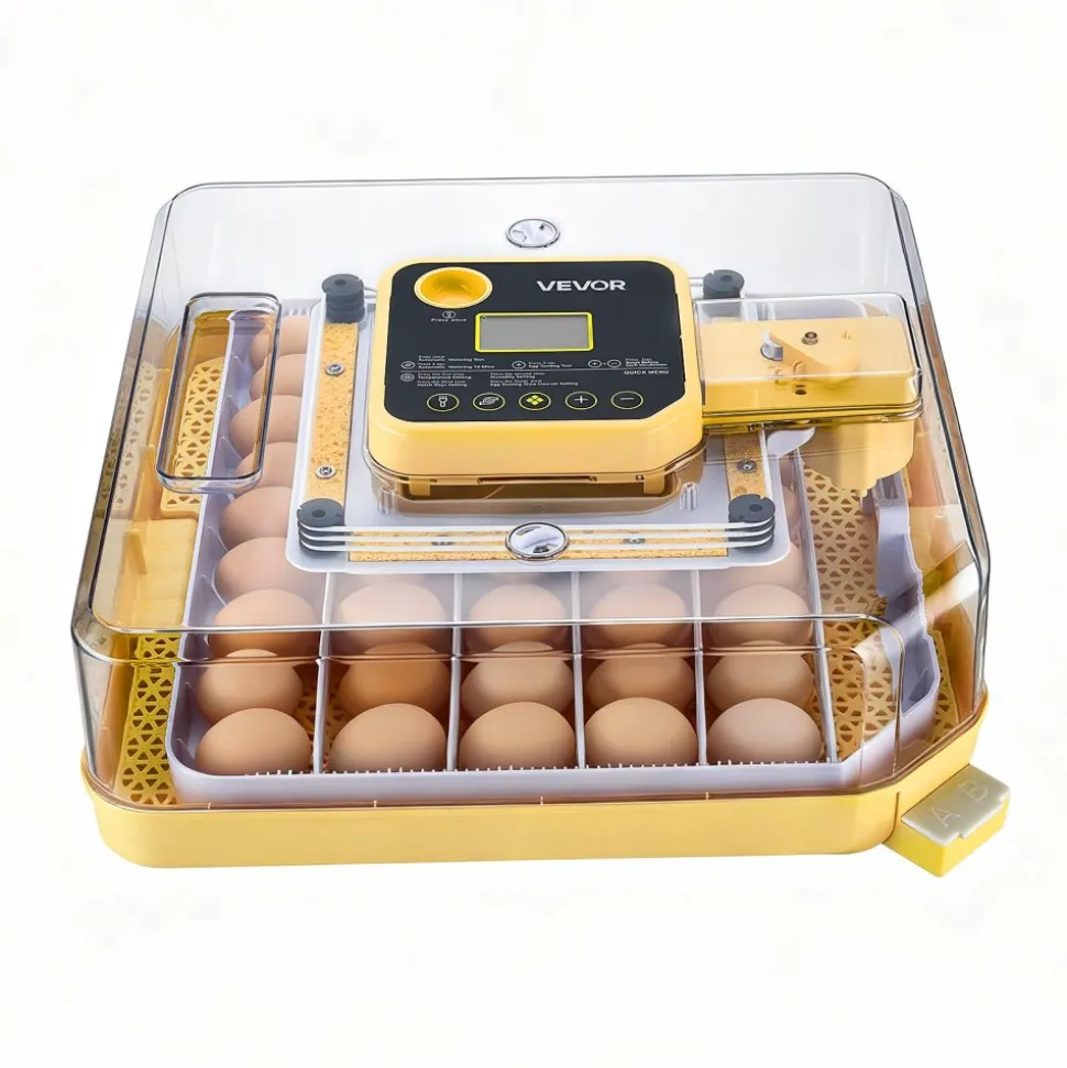 VEVOR 48 Egg Incubator, Automatic Egg Turner with LED Candler, Temperature Display & Auto Humidity Control, 360° View Clear Window, Poultry Eggs Incubator for Hatching Chicks Ducks Goose Quail