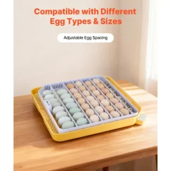 VEVOR 48 Egg Incubator, Automatic Egg Turner with LED Candler, Temperature Display & Auto Humidity Control, 360° View Clear Window, Poultry Eggs Incubator for Hatching Chicks Ducks Goose Quail