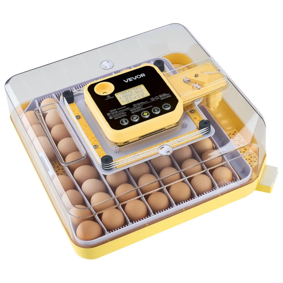 VEVOR 48 Egg Incubator, Automatic Egg Turner with LED Candler, Temperature Display & Auto Humidity Control, 360° View Clear Window, Poultry Eggs Incubator for Hatching Chicks Ducks Goose Quail
