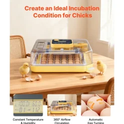 VEVOR 48 Egg Incubator, Automatic Egg Turner with LED Candler, Temperature Display & Auto Humidity Control, 360° View Clear Window, Poultry Eggs Incubator for Hatching Chicks Ducks Goose Quail
