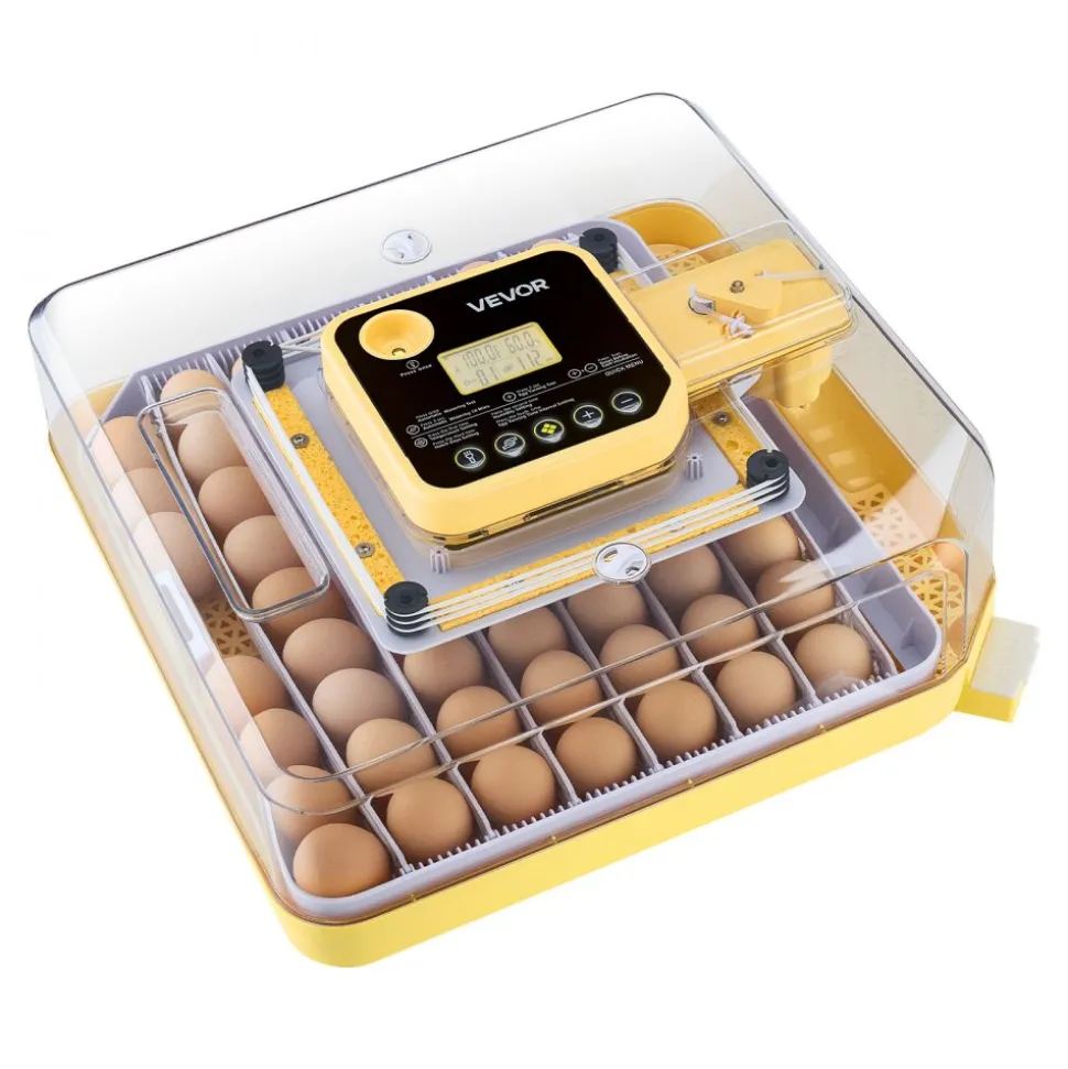 VEVOR 48 Egg Incubator, Automatic Egg Turner with LED Candler, Temperature Display & Auto Humidity Control, 360° View Clear Window, Poultry Eggs Incubator for Hatching Chicks Ducks Goose Quail