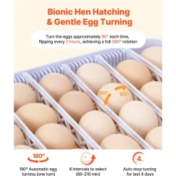 VEVOR 48 Egg Incubator, Automatic Egg Turner with LED Candler, Temperature Display & Auto Humidity Control, 360° View Clear Window, Poultry Eggs Incubator for Hatching Chicks Ducks Goose Quail