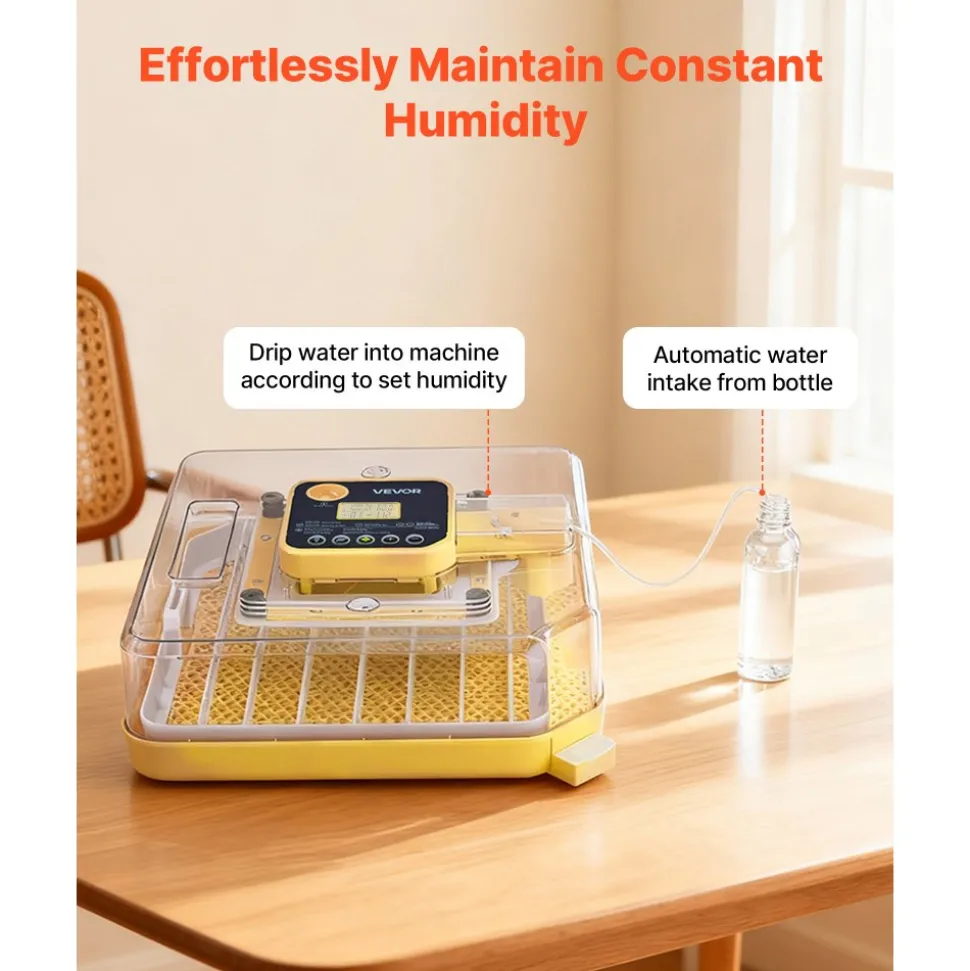 VEVOR 48 Egg Incubator, Automatic Egg Turner with LED Candler, Temperature Display & Auto Humidity Control, 360° View Clear Window, Poultry Eggs Incubator for Hatching Chicks Ducks Goose Quail