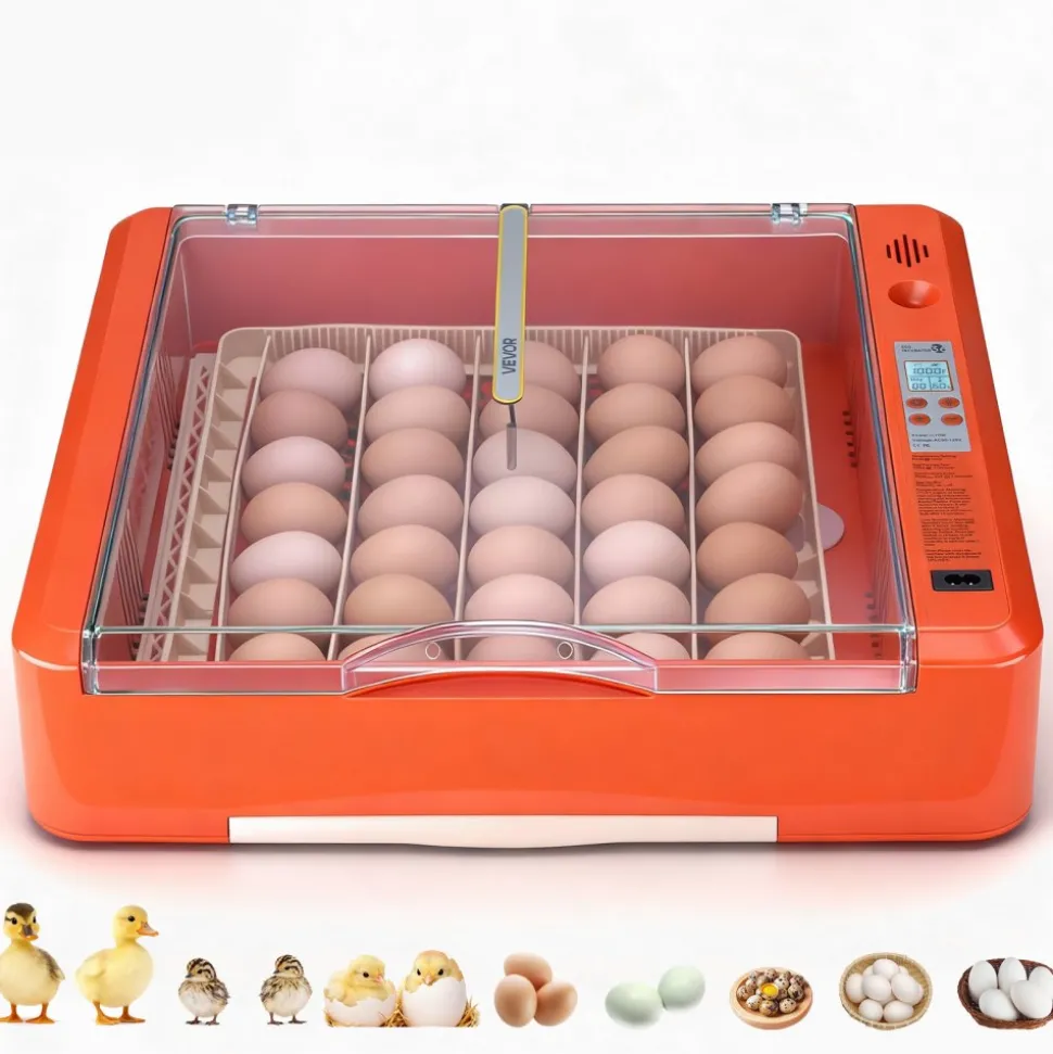 VEVOR 36 Egg Incubator, Automatic Egg Turner with LED Candler & Water Tray, Temperature & Humidity Control, 360° View Clear Window, Poultry Eggs Incubators for Hatching Chicks Ducks Goose Quails