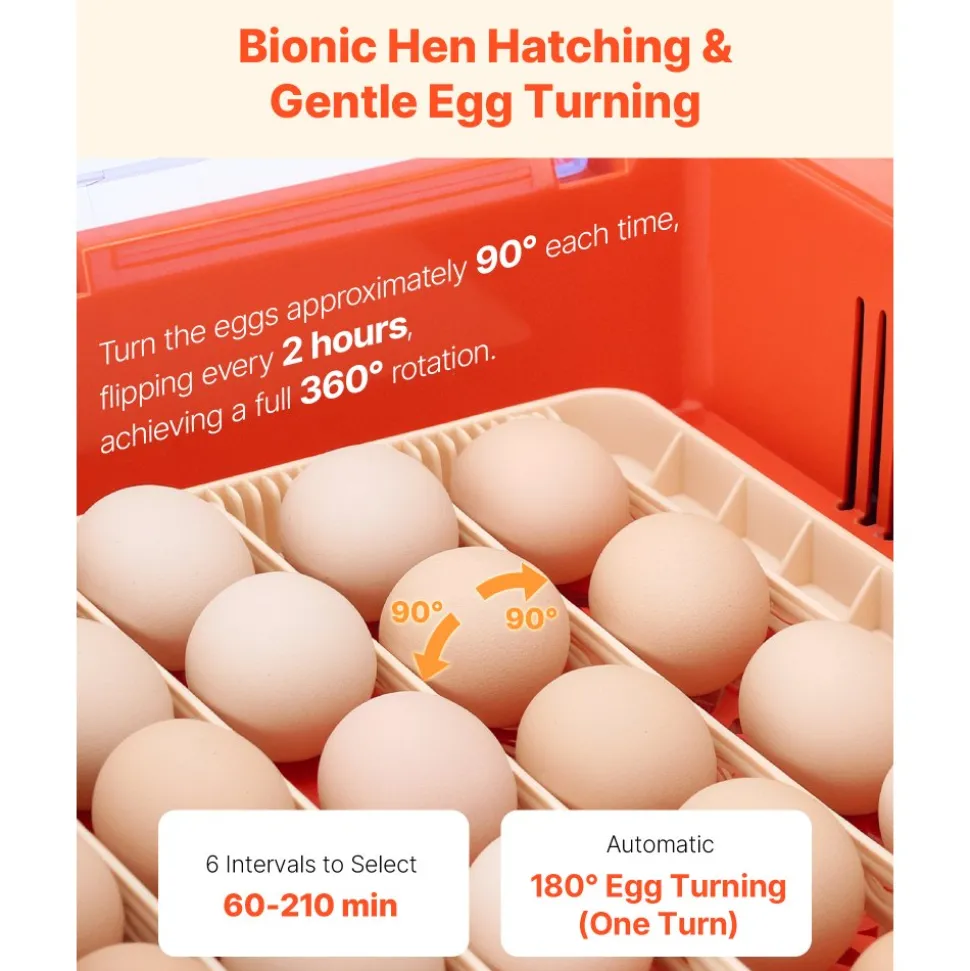 VEVOR 36 Egg Incubator, Automatic Egg Turner with LED Candler & Water Tray, Temperature & Humidity Control, 360° View Clear Window, Poultry Eggs Incubators for Hatching Chicks Ducks Goose Quails