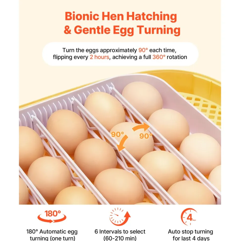 VEVOR 24 Egg Incubator, Automatic Egg Turner with LED Candler, Temperature Control & Humidity Display, 360° View Window, Auto Water Refill, Poultry Eggs Incubator for Hatching Chicks Ducks Goose Quail