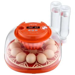 VEVOR 12 Egg Incubator, Automatic Egg Turner with LED Candler, Temperature & Humidity Control, 360° View Clear Window, Poultry Eggs Incubator for Home Farm, Hatching Chicks Ducks Goose Quail
