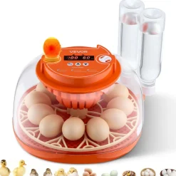 VEVOR 12 Egg Incubator, Automatic Egg Turner with LED Candler, Temperature & Humidity Control, 360° View Clear Window, Poultry Eggs Incubator for Home Farm, Hatching Chicks Ducks Goose Quail