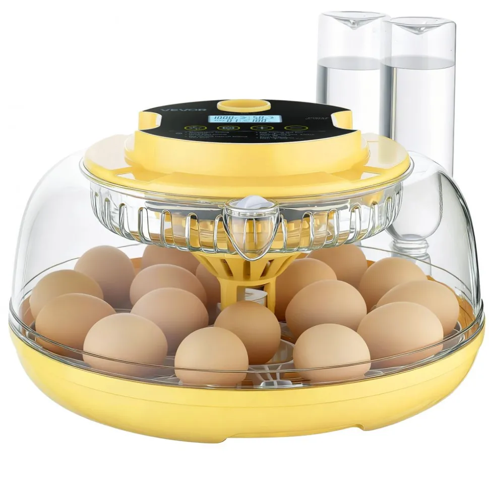 VEVOR 18 Egg Incubator, Automatic Egg Turner with LED Candler, Temperature & Humidity Control, 360° View Clear Window, Auto Water Refill, Poultry Eggs Incubators for Hatching Chicks Ducks Goose Quail