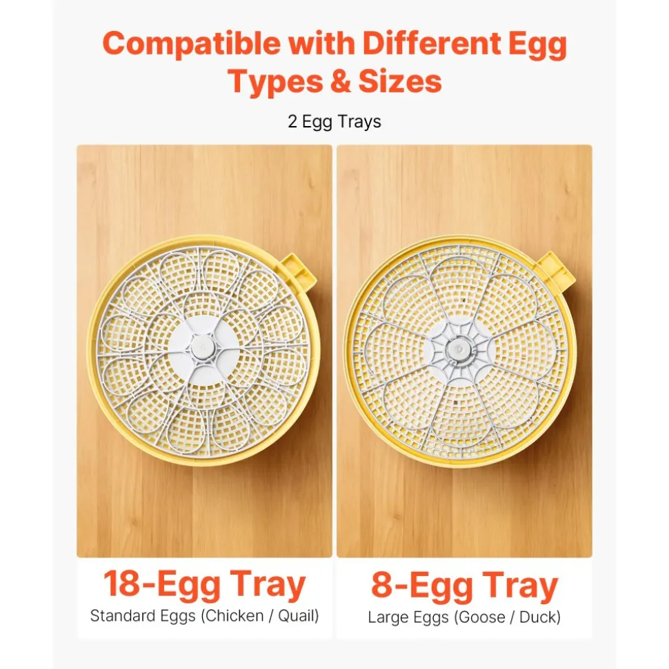 VEVOR 18 Egg Incubator, Automatic Egg Turner with LED Candler, Temperature & Humidity Control, 360° View Clear Window, Auto Water Refill, Poultry Eggs Incubators for Hatching Chicks Ducks Goose Quail
