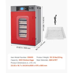 VEVOR 400 Egg Incubator, Poultry Incubator Cabinet with Automatic Eggs Turning, Temperature & Humidity Control, Heating & Cooling Egg Hatcher, Commercial Incubators for Hatching Chicks Ducks Goose