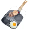 VEVOR Egg Pan, 4-Cup Nonstick Egg Frying Pan, Aluminum Breakfast Omelette Skillet for Pancakes, Hamburgers, Sandwiches, with Lid, Oil Brush, Scraper, Compatible with Gas Stove & Induction Cookware