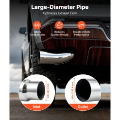 VEVOR Elbow Exhaust Tip, 4 Inch Inlet, 6 Inch Outlet, 23 in Overall Length, Chrome Turn Down Exhaust Tip with Clamp for Truck, Sedan, Sports Car, SUV, Chrome Structure for High Temperature Resistance