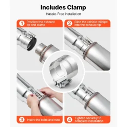 VEVOR Elbow Exhaust Tip, 4 Inch Inlet, 5 Inch Outlet, 23 in Overall Length, Chrome Turn Down Exhaust Tip with Clamp for Truck, Sedan, Sports Car, SUV, Chrome Structure for High Temperature Resistance