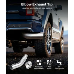 VEVOR Elbow Exhaust Tip, 4 Inch Inlet, 5 Inch Outlet, 23 in Overall Length, Chrome Turn Down Exhaust Tip with Clamp for Truck, Sedan, Sports Car, SUV, Chrome Structure for High Temperature Resistance