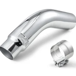 VEVOR Elbow Exhaust Tip, 4 Inch Inlet, 5 Inch Outlet, 23 in Overall Length, Chrome Turn Down Exhaust Tip with Clamp for Truck, Sedan, Sports Car, SUV, Chrome Structure for High Temperature Resistance