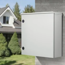 VEVOR Electrical Enclosure, 24'' x 24'' x 8'', NEMA 4 Outdoor Enclosure, IP65 Waterproof & Dustproof Cold-Rolled Carbon Steel Hinged Junction Box for Outdoor Indoor Use, with Rain H