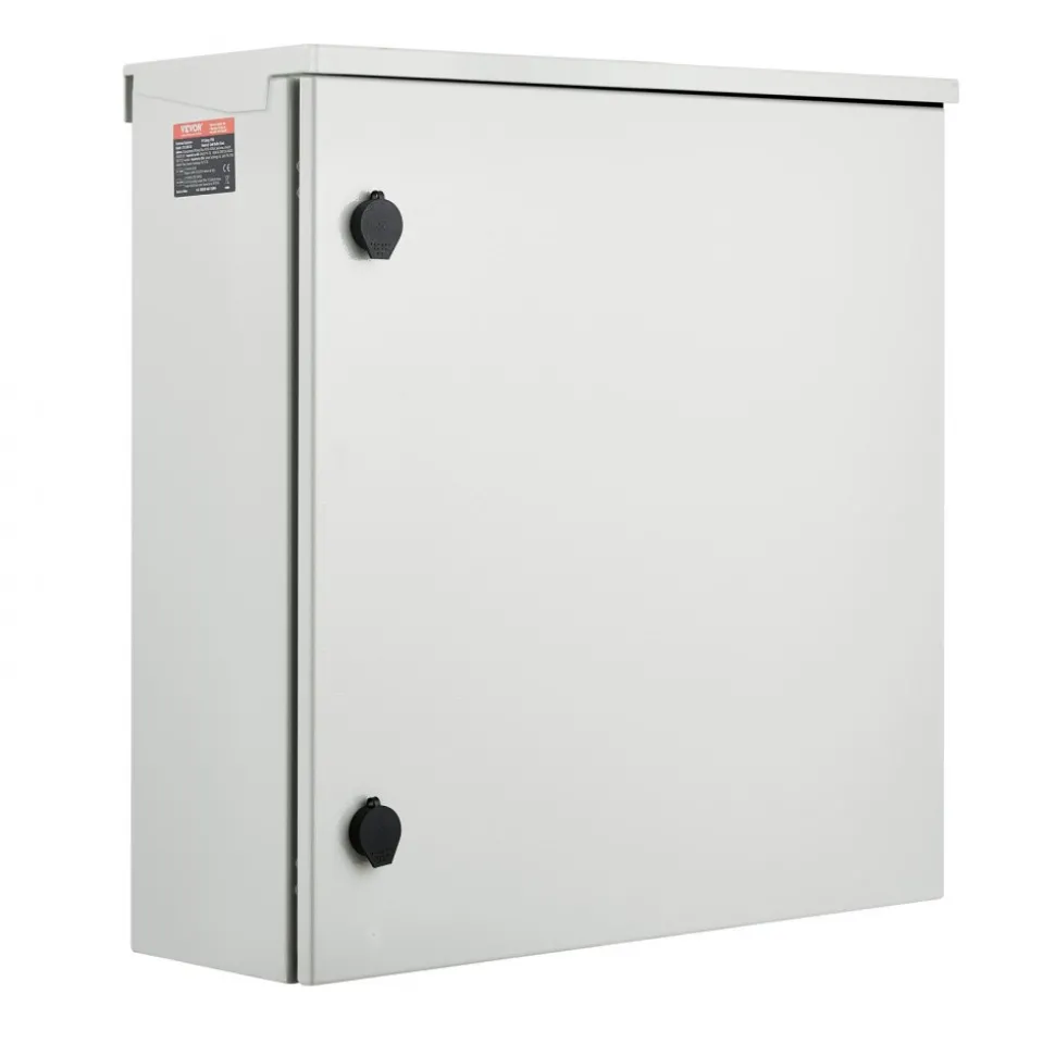 VEVOR Electrical Enclosure, 24'' x 24'' x 8'', NEMA 4 Outdoor Enclosure, IP65 Waterproof & Dustproof Cold-Rolled Carbon Steel Hinged Junction Box for Outdoor Indoor Use, with Rain H