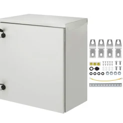 VEVOR Electrical Enclosure, 24'' x 24'' x 12'', NEMA 4 Outdoor Enclosure, IP65 Waterproof & Dustproof Cold-Rolled Carbon Steel Hinged Junction Box for Outdoor Indoor Use, with Rain