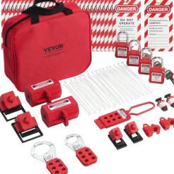 VEVOR Electrical Lockout Tagout Kit, 47 PCS Safety Loto Kit Includes Padlocks, Hasps, Tags, Nylon Ties, Plug Lockouts, Circuit Breaker Lockouts, and Carrying Bag, for Industrial, Electric Power