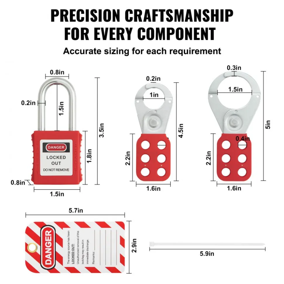 VEVOR Electrical Lockout Tagout Kit, 60 PCS Safety Lockout Tagout Station Includes Padlocks, Hasps, Tags, Nylon Ties, Expansion Kit, and Lockout Station Board, for Industrial, Electric Power