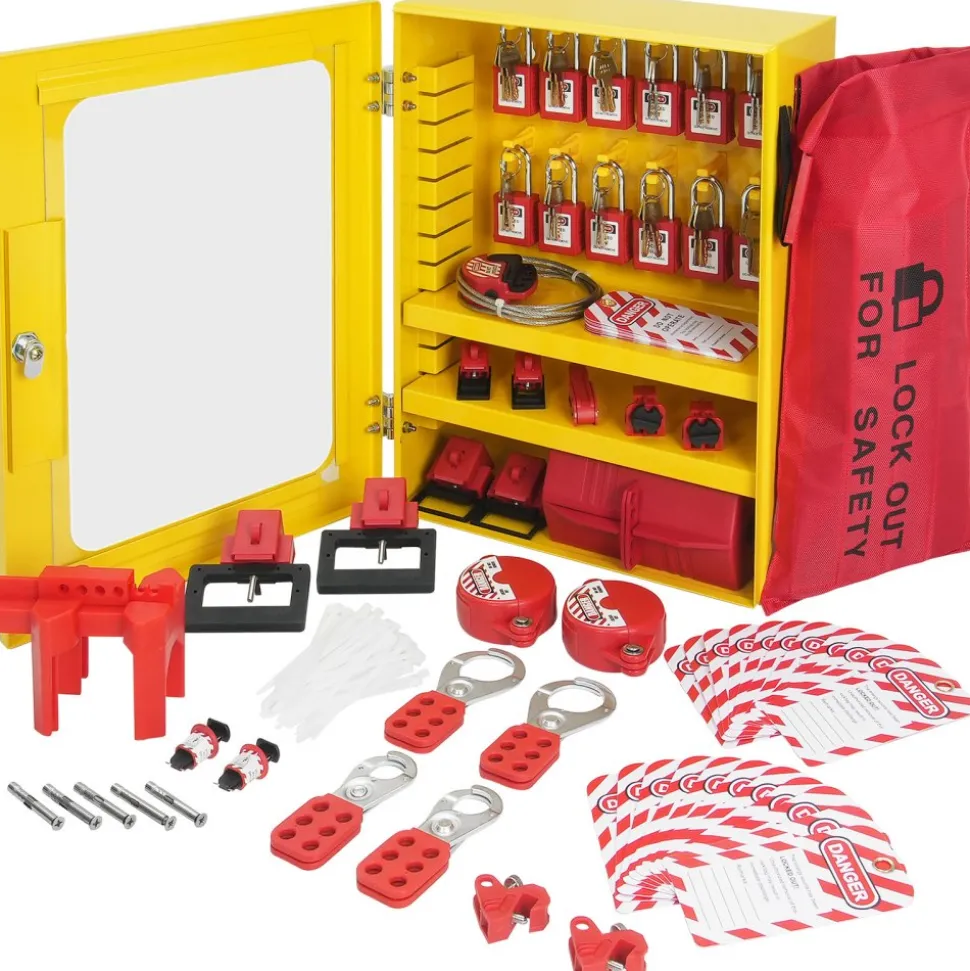 VEVOR Electrical Lockout Tagout Kit, 60 PCS Safety Lockout Tagout Station Includes Padlocks, Hasps, Tags, Nylon Ties, Expansion Kit, and Lockout Station Board, for Industrial, Electric Power