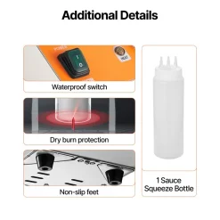 VEVOR Electric Bottle Warmer with Bottle, 0.8L Commercial Cheese Dispenser, Hot Fudge Warmer 86-185℉ Temp Adjustable, Plastic Bottle Nacho Cheese Sauce Warmer for Hot Fudge Cheese Caramel, Square
