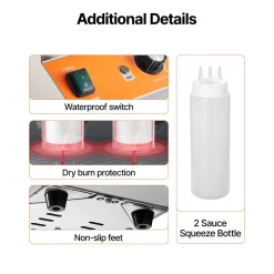 VEVOR Electric Bottle Warmer with Bottles, 0.8x2 LCommercial Cheese Dispenser, Hot Fudge Warmer 86-185℉ Temp Adjustable, Plastic Double Bottles Nacho Cheese Warmer, for Hot Fudge Cheese Caramel