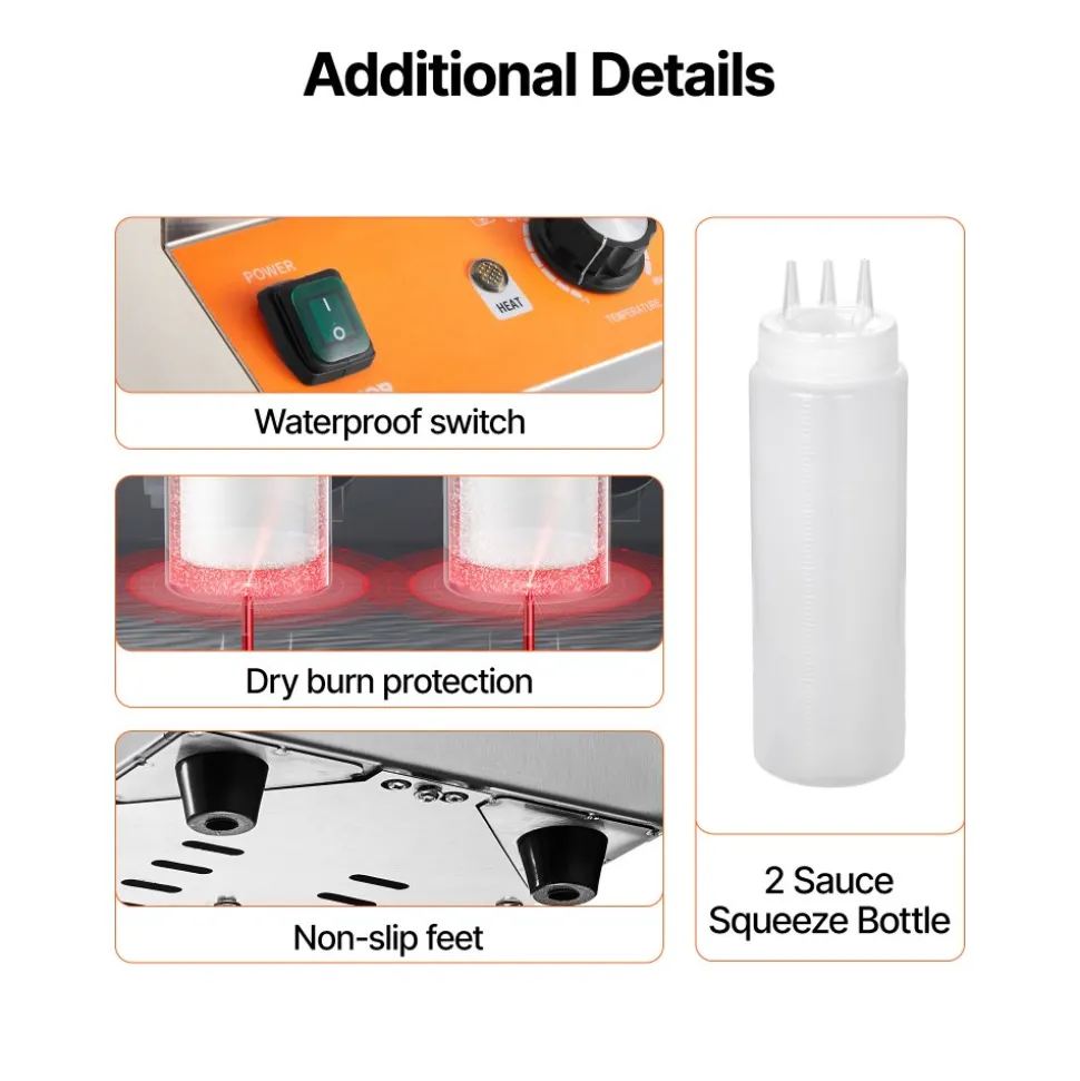 VEVOR Electric Bottle Warmer with Bottles, 0.8x2 LCommercial Cheese Dispenser, Hot Fudge Warmer 86-185℉ Temp Adjustable, Plastic Double Bottles Nacho Cheese Warmer, for Hot Fudge Cheese Caramel